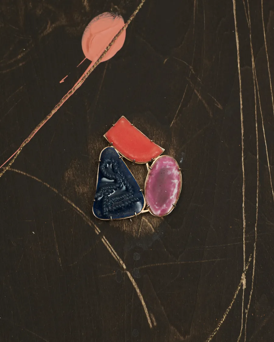 ECHO brooch, enamel, layers of glaze and gloss (detail)