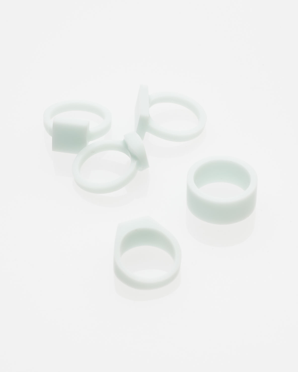 RAW ring | Corian | pale mint rings, set of five