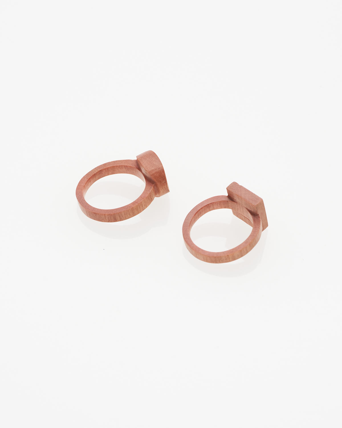RAW ring | Pink ivory wood | pair of square-top rings